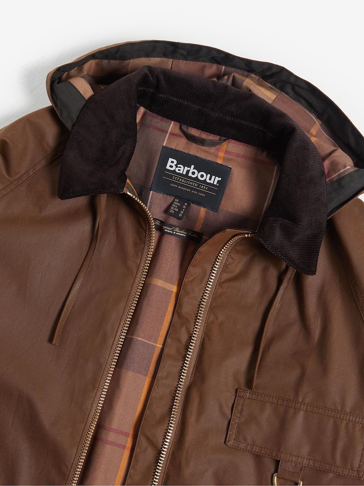 Barbour® Brown Highclere Wax 100% Cotton Jacket - Image 9 of 9
