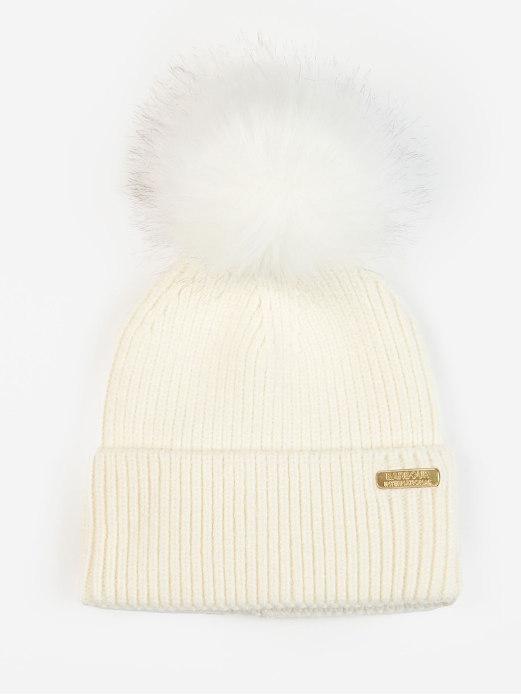 Barbour® International Mallory GS White Hat, Gloves & Scarf Set - Image 1 of 5