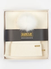 Barbour® International Mallory GS White Hat, Gloves & Scarf Set - Image 3 of 5