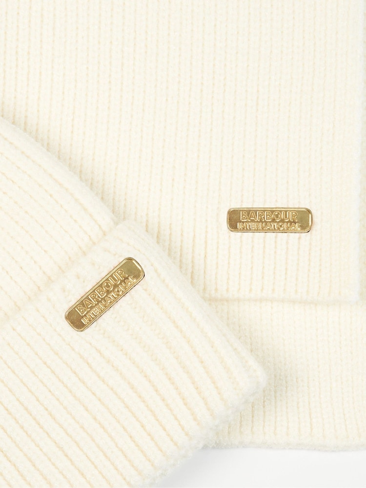 Barbour® International Mallory GS White Hat, Gloves & Scarf Set - Image 5 of 5