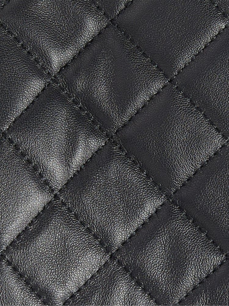 Barbour® Black Quilt Leath Gloves - Image 3 of 3