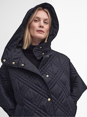 Barbour® Black Astor Cape Jacket - Image 3 of 10