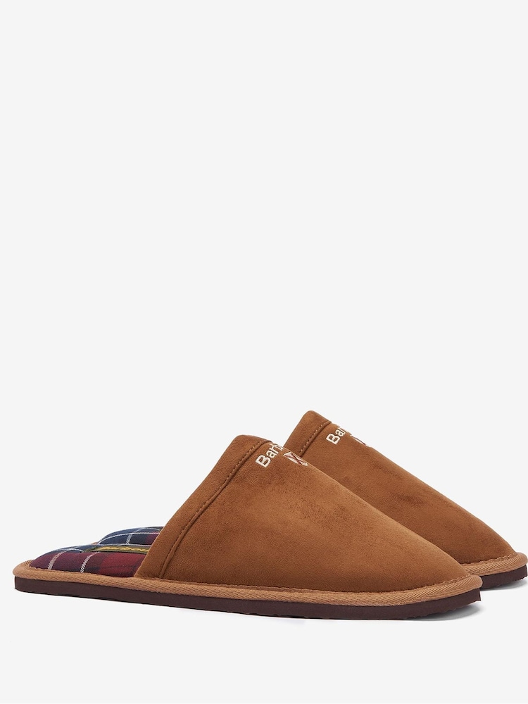 Barbour® Brown Tartan Everitt Slippers - Image 2 of 6
