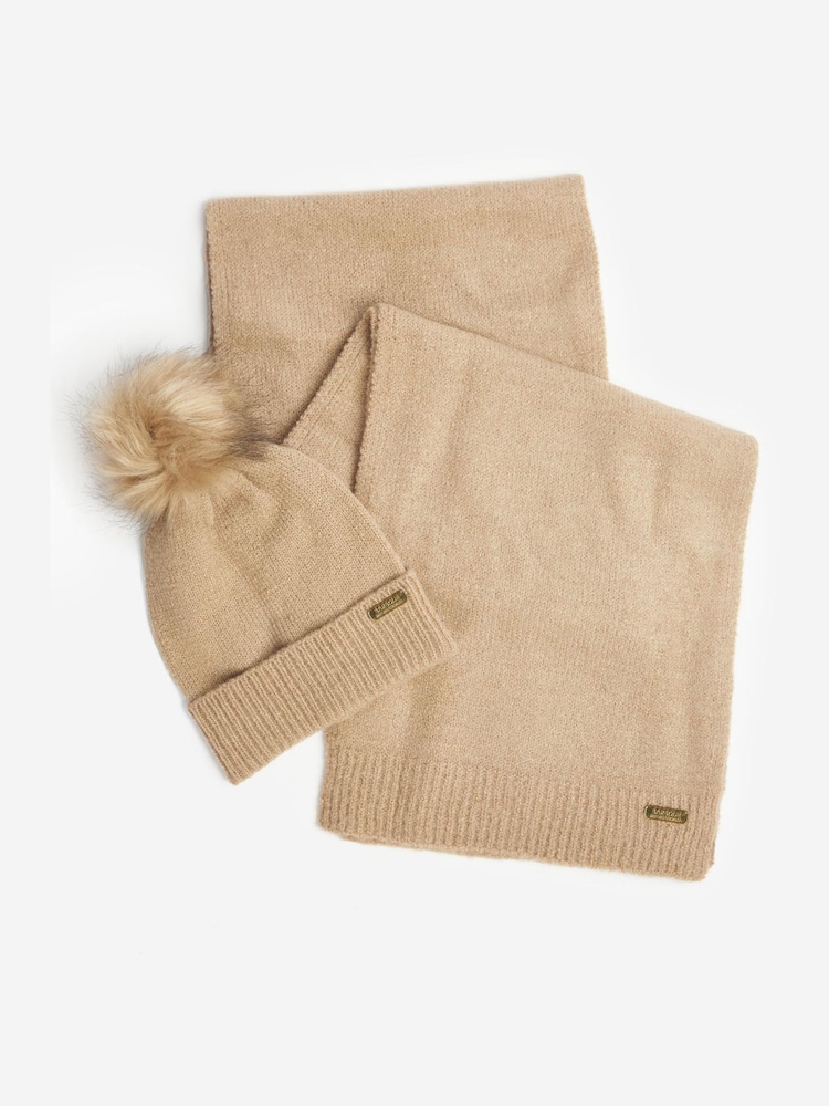 Barbour® International Cream Spark Bean/Scarf Set - Image 1 of 5 Barbour® International Cream Spark Bean/Scarf Set - Image 1 of 5