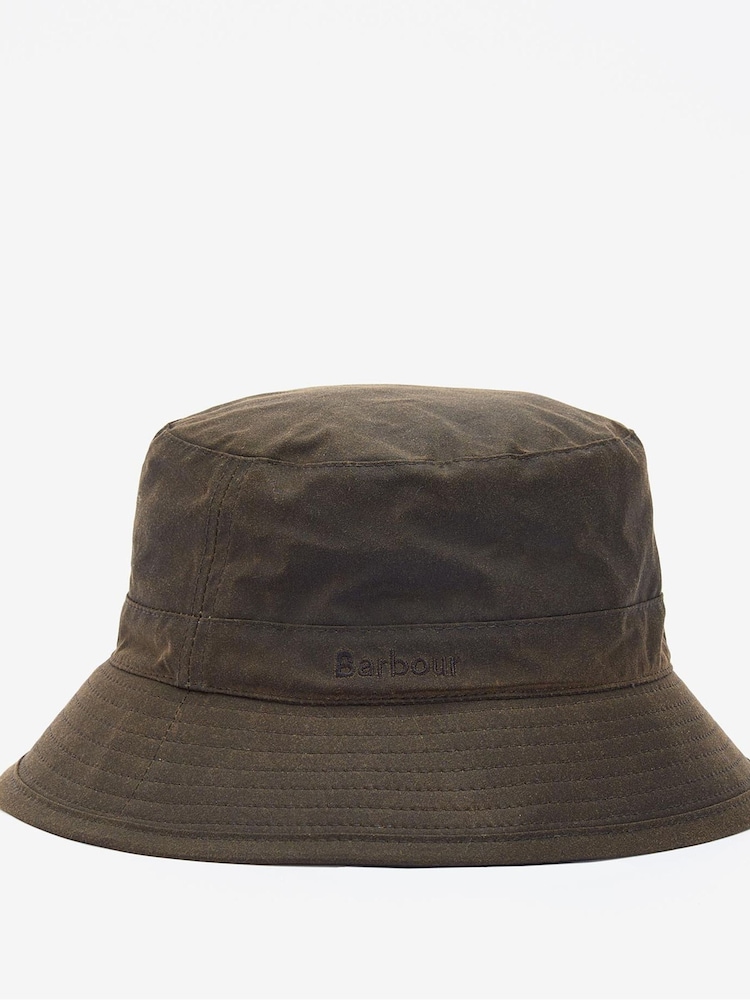 Barbour® Green 100% Cotton Wax Bucket Hat - Image 1 of 4