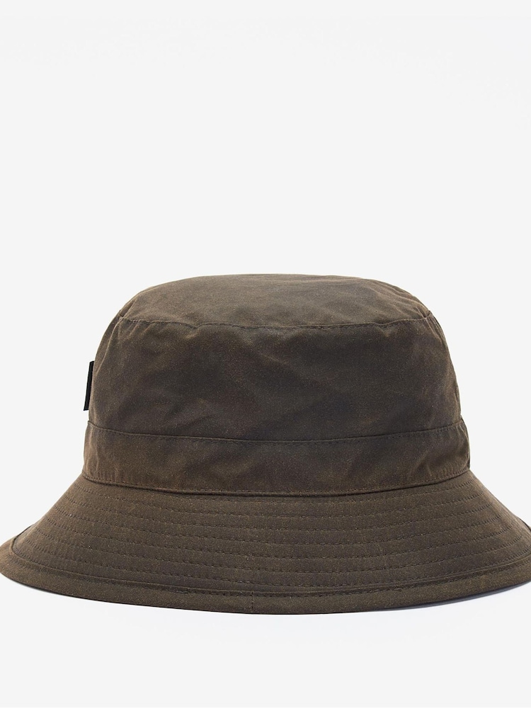 Barbour® Green 100% Cotton Wax Bucket Hat - Image 2 of 4