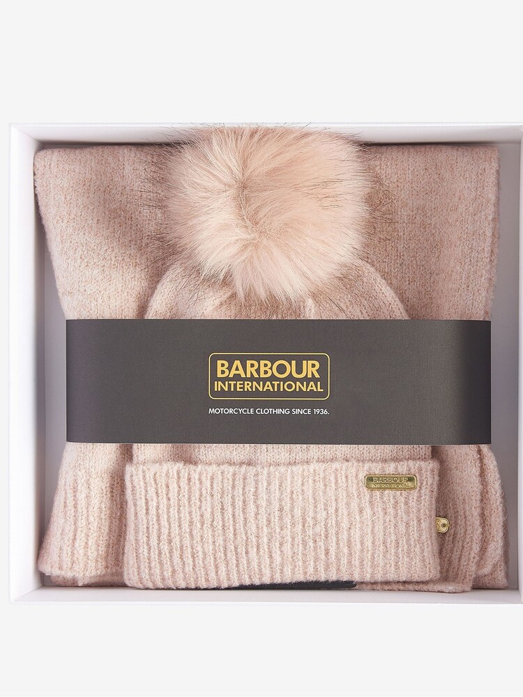 Barbour® International Pink Spark Bean/Scarf Set - Image 5 of 5