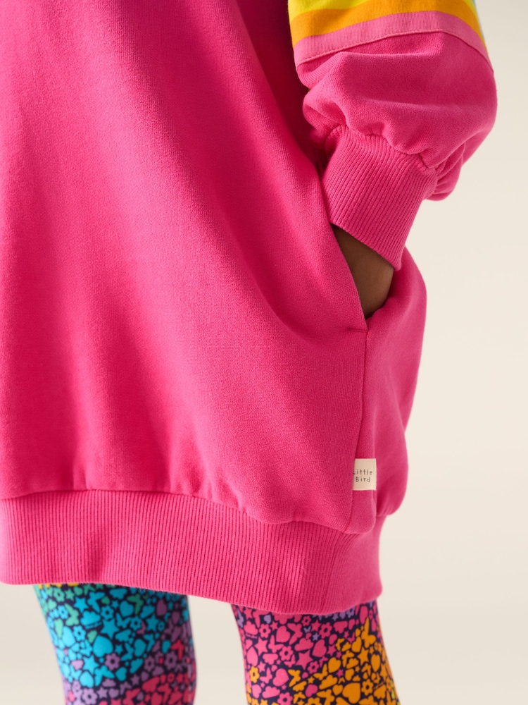 Little Bird by Jools Oliver Pink Pastel Rainbow Stripe Hooded Sweat Dress - Image 7 of 7 Little Bird by Jools Oliver Pink Pastel Rainbow Stripe Hooded Sweat Dress - Image 7 of 7