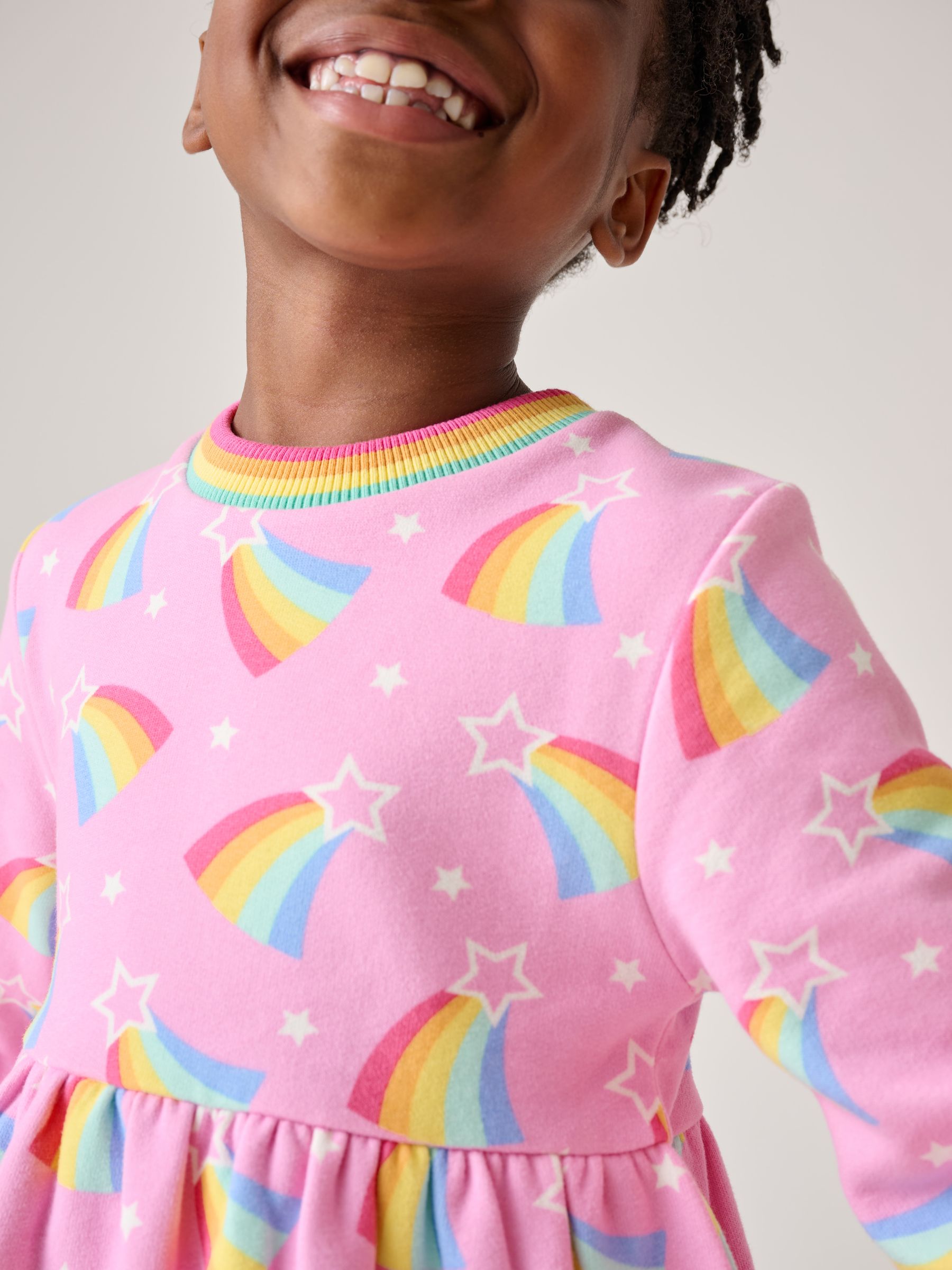 Buy Little Bird by Jools Oliver Pink Rainbow Skater Sweat Dress