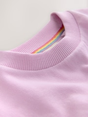 Little Bird by Jools Oliver Pink/Lilac Pastel Rainbow Sweatshirt and Wide Leg Joggers Set - Image 5 of 5