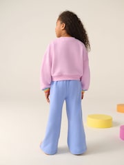 Little Bird by Jools Oliver Pink/Lilac Pastel Rainbow Sweatshirt and Wide Leg Joggers Set - Image 6 of 6