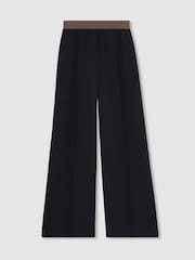 Reiss Navy Wilde Petite Wide-Leg Elasticated-Waist Trousers - Image 2 of 7