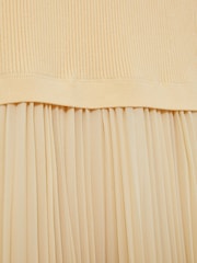 Reiss Yellow Milana Pleated Skirt Ribbed Midi Dress - Image 5 of 5