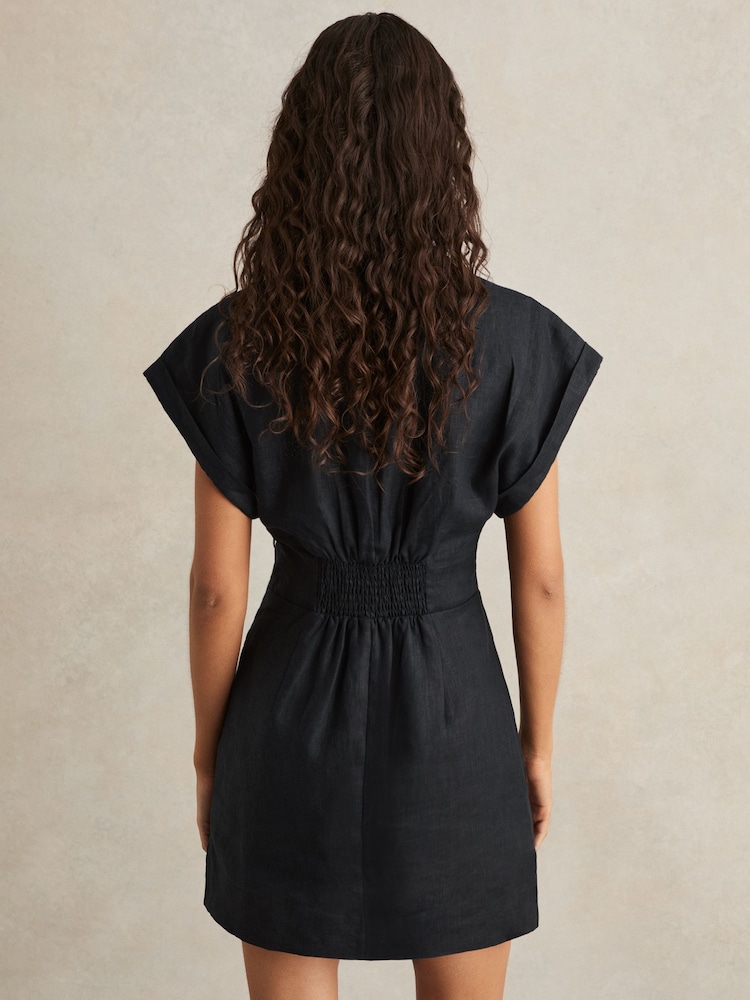 Reiss Navy Gwen Tie Front Beach Cover-Up Dress - Image 4 of 5