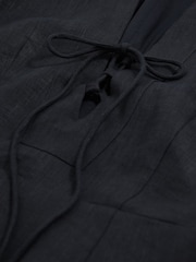 Reiss Navy Gwen Tie Front Beach Cover-Up Dress - Image 5 of 5