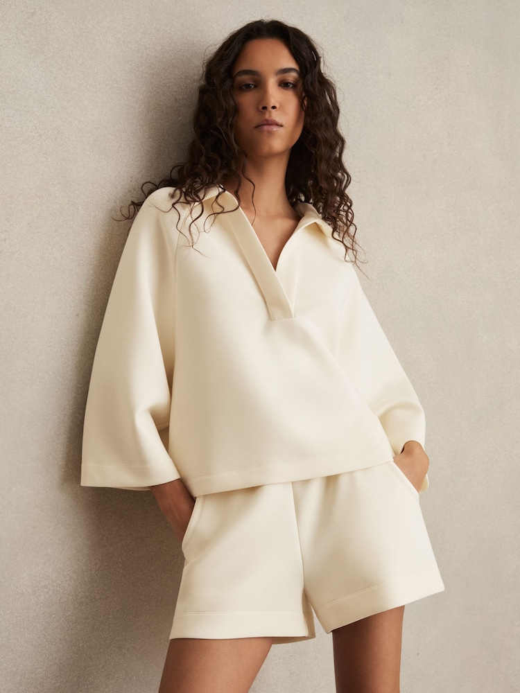 Reiss Buttermilk Cream Jodie Modal-Blend Jersey Sweatshirt - Image 1 of 7 Reiss Buttermilk Cream Jodie Modal-Blend Jersey Sweatshirt - Image 1 of 7