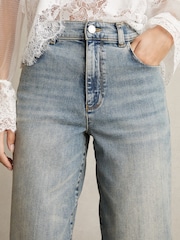 Reiss Light Blue Mahni Barrel-Leg Dart Jeans - Image 4 of 6