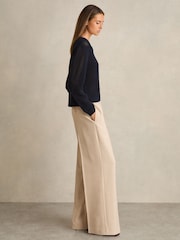 Reiss Neutral Wilde Petite Wide-Leg Elasticated-Waist Trousers - Image 1 of 7