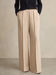 Reiss Neutral Wilde Petite Wide-Leg Elasticated-Waist Trousers - Image 3 of 7