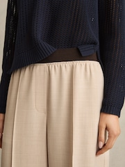 Reiss Neutral Wilde Petite Wide-Leg Elasticated-Waist Trousers - Image 4 of 7