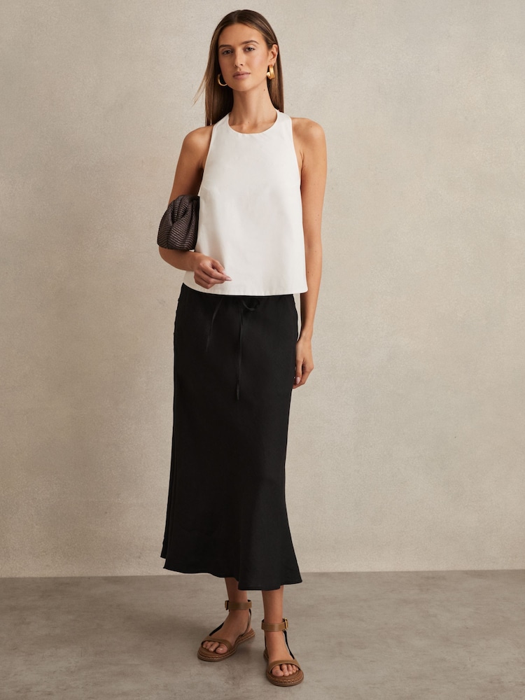 Reiss Black Roxi Slip Midi Skirt - Image 1 of 5