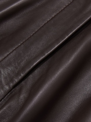 Reiss Chocolate Mercey Leather Wide Leg Trousers - Image 7 of 7