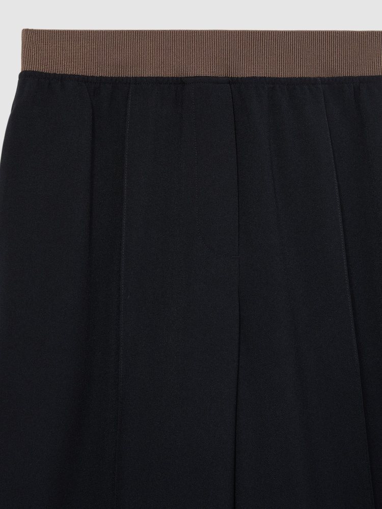Reiss Navy Wilde Wide-Leg Elasticated-Waist Trousers - Image 6 of 6