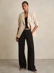 Reiss Black Wilde Wide-Leg Elasticated-Waist Trousers - Image 1 of 7