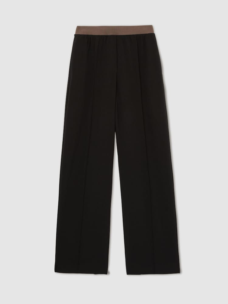 Reiss Black Wilde Wide-Leg Elasticated-Waist Trousers - Image 2 of 7
