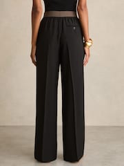 Reiss Black Wilde Wide-Leg Elasticated-Waist Trousers - Image 5 of 7