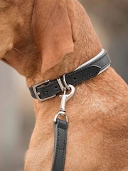 Lords and Labradors Black Grey Italian Leather Dog Lead - Image 2 of 5