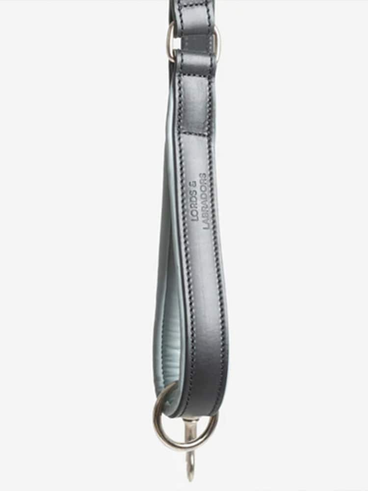 Lords and Labradors Black Grey Italian Leather Dog Lead - Image 5 of 5