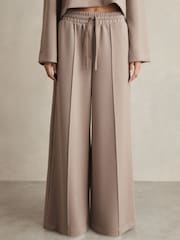 Taupe - Reiss Freya Wide Leg Drawstring Joggers - Image 3 of 6