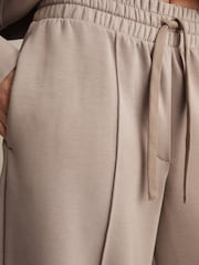 Taupe - Reiss Freya Wide Leg Drawstring Joggers - Image 4 of 6