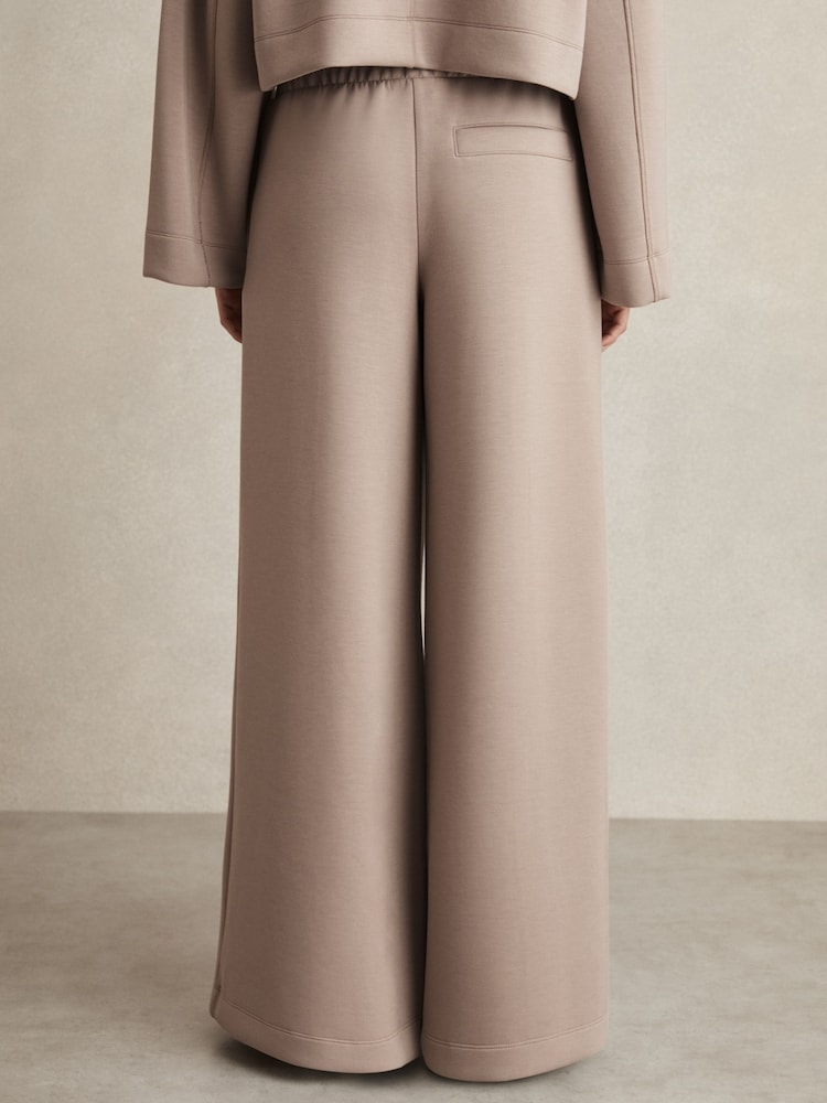 Taupe - Reiss Freya Wide Leg Drawstring Joggers - Image 5 of 6