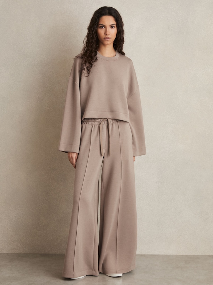 Taupe - Reiss Freya Cropped Sweatshirt - Image 3 of 6