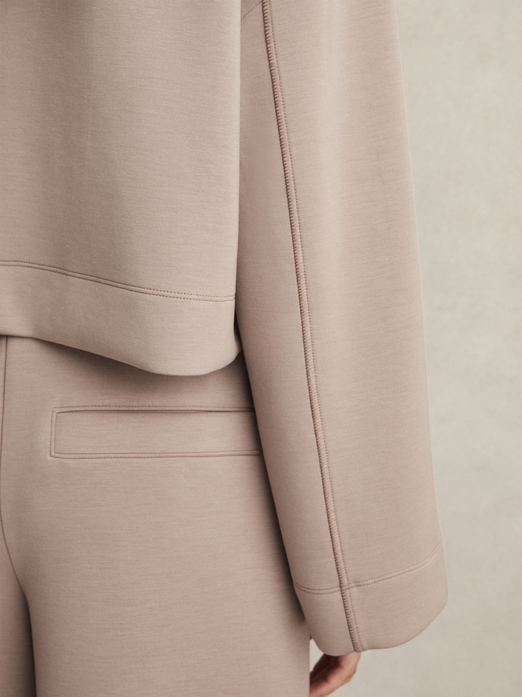 Taupe - Reiss Freya Cropped Sweatshirt - Image 4 of 6