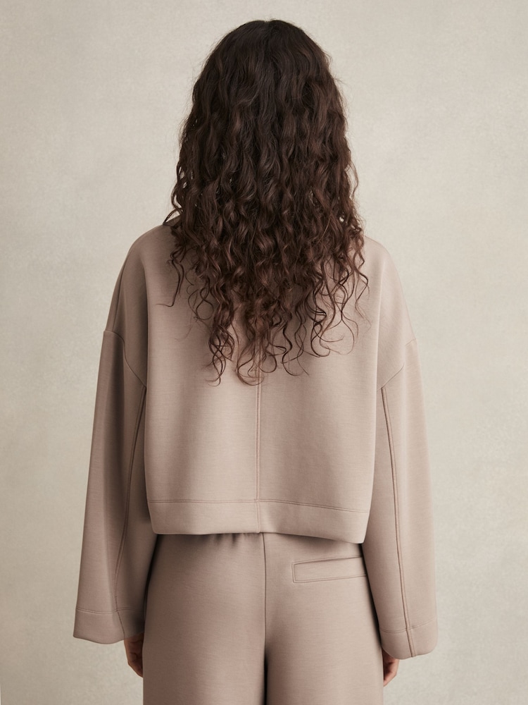 Taupe - Reiss Freya Cropped Sweatshirt - Image 5 of 6