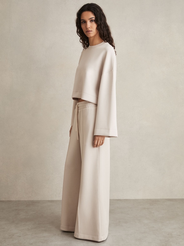 Песочный - Reiss Freya широкие спортивные брюки с затягивающимся шнурком - Изображение 1 из 5