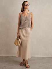 Reiss Neutral Roxi Slip Midi Skirt - Image 1 of 6