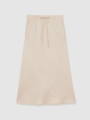 Reiss Neutral Roxi Slip Midi Skirt - Image 2 of 6