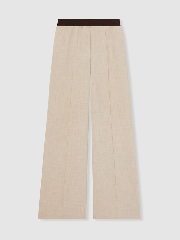 Reiss Neutral Wilde Wide-Leg Elasticated-Waist Trousers - Image 2 of 7