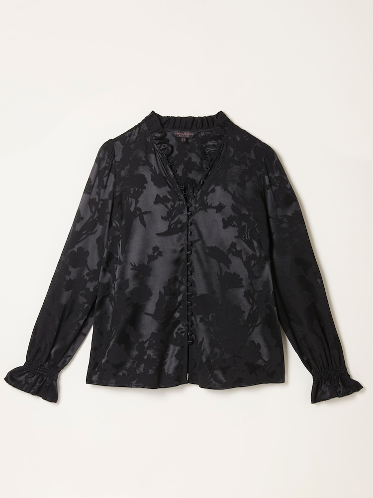FatFace Briar Black Jacquard Top - Image 1 of 1 FatFace Briar Black Jacquard Top - Image 1 of 1
