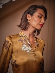 FatFace Silas Gold Printed Dress - Image 4 of 5