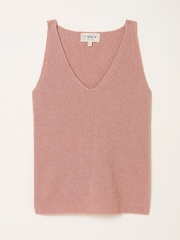 FatFace Evelyn Pink Metallic Knit Vest Top - Image 1 of 1