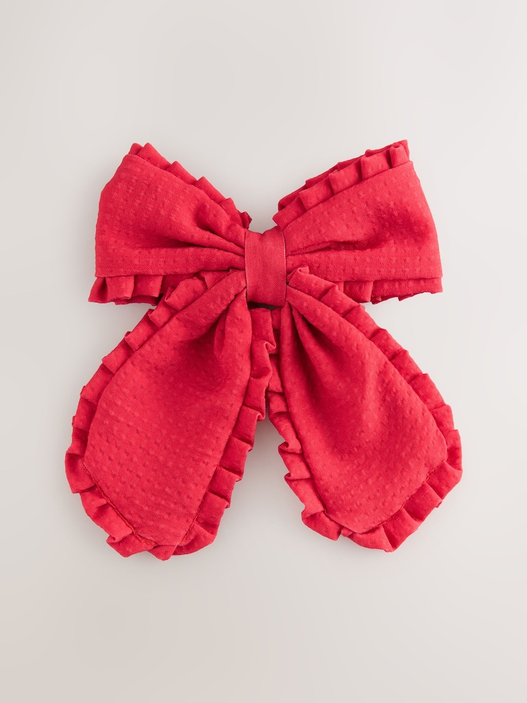 Red Red Frill Bow Clip - Image 1 of 4