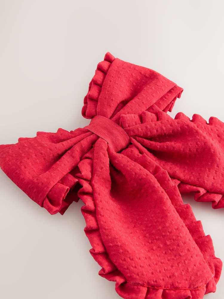 Red Red Frill Bow Clip - Image 2 of 4