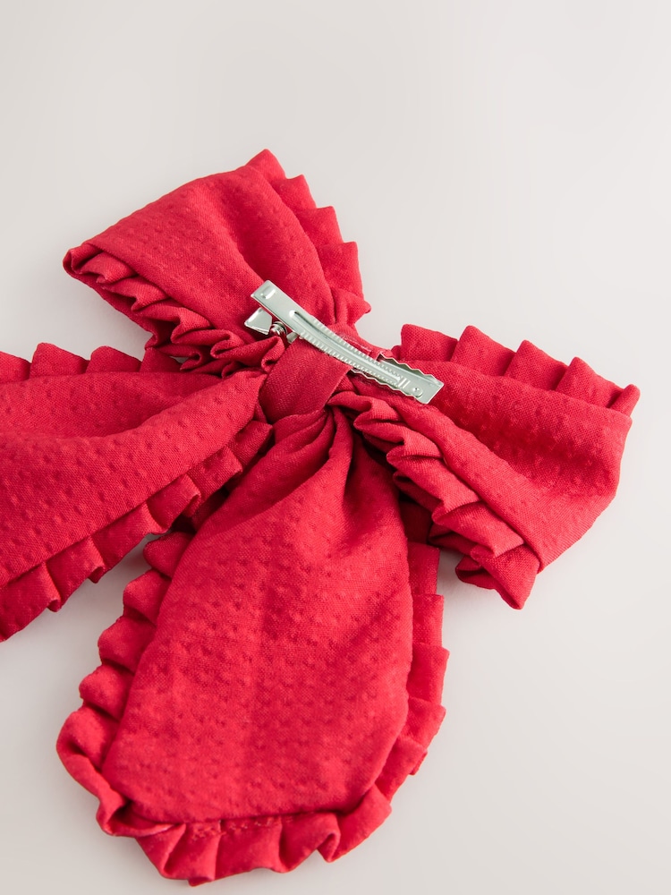 Red Red Frill Bow Clip - Image 4 of 4