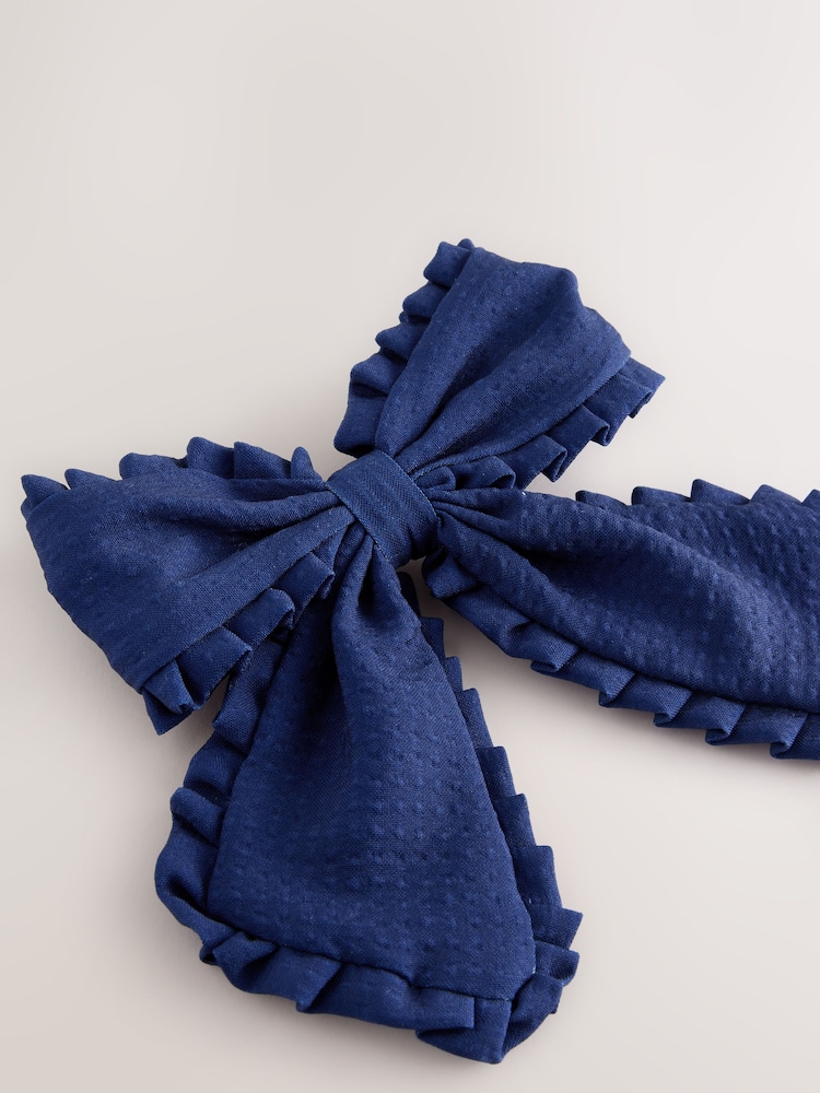 Navy Frill Bow Clip - Image 2 of 4