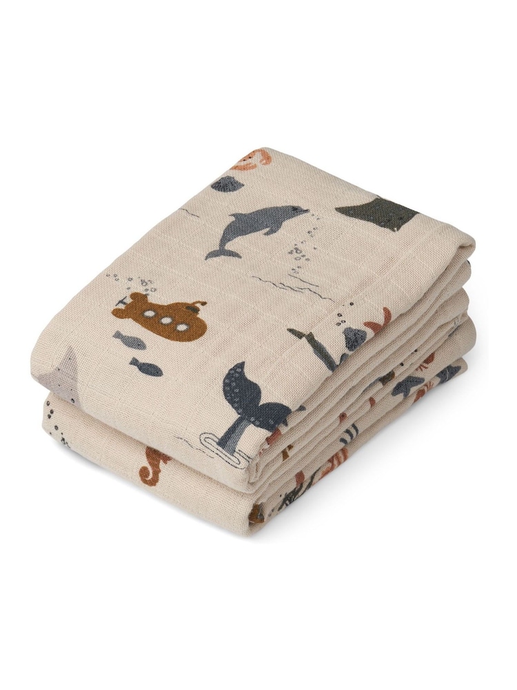 Liewood Natural Lewis Muslin Cloth 2 Pack - Image 1 of 2